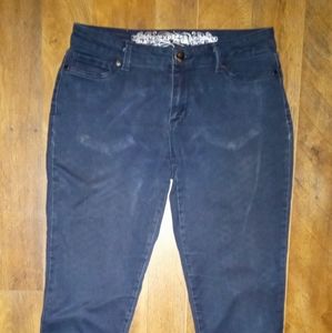 Express Jeans Women's 10 Slim Dark Blue Denim Distressed Straight Cut Casual